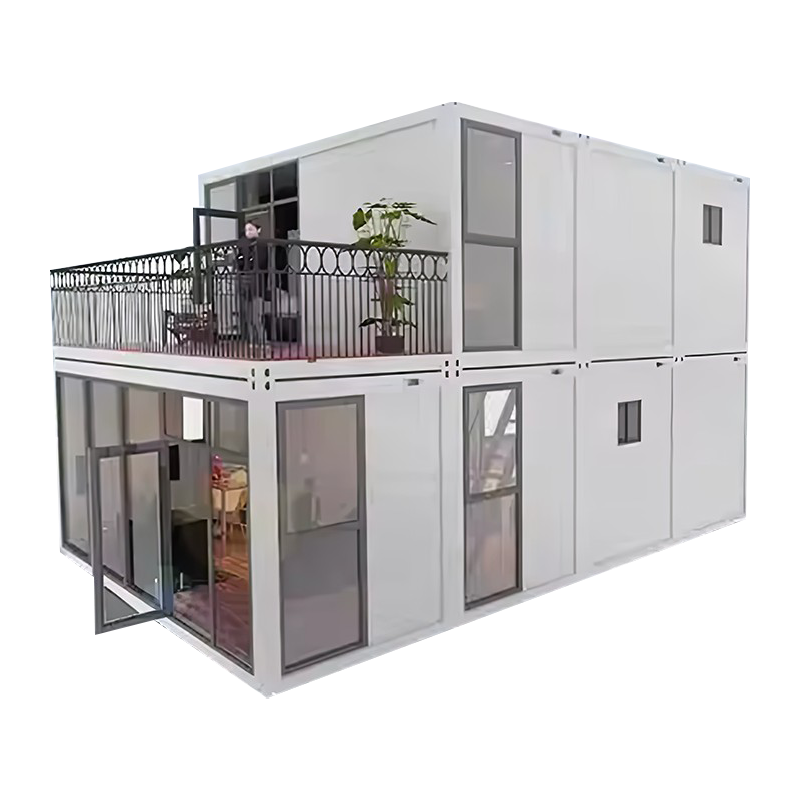 Dvoupatrový dům ze skleněného kontejneru